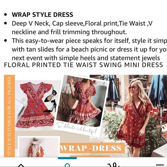 NWOT beautiful floral wrap dress - Picture 8 of 10